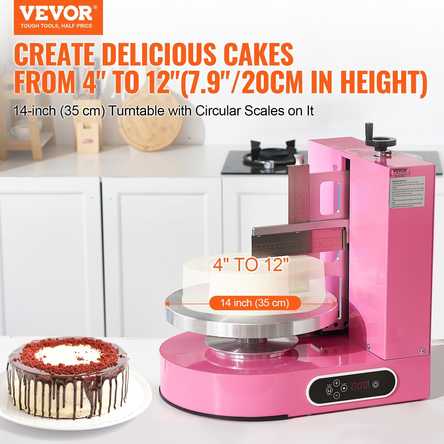 Cake Decorating Machine Cake Frosting Spread for 4" to 12" Cake Pink