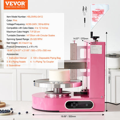 Cake Decorating Machine Cake Frosting Spread for 4" to 12" Cake Pink