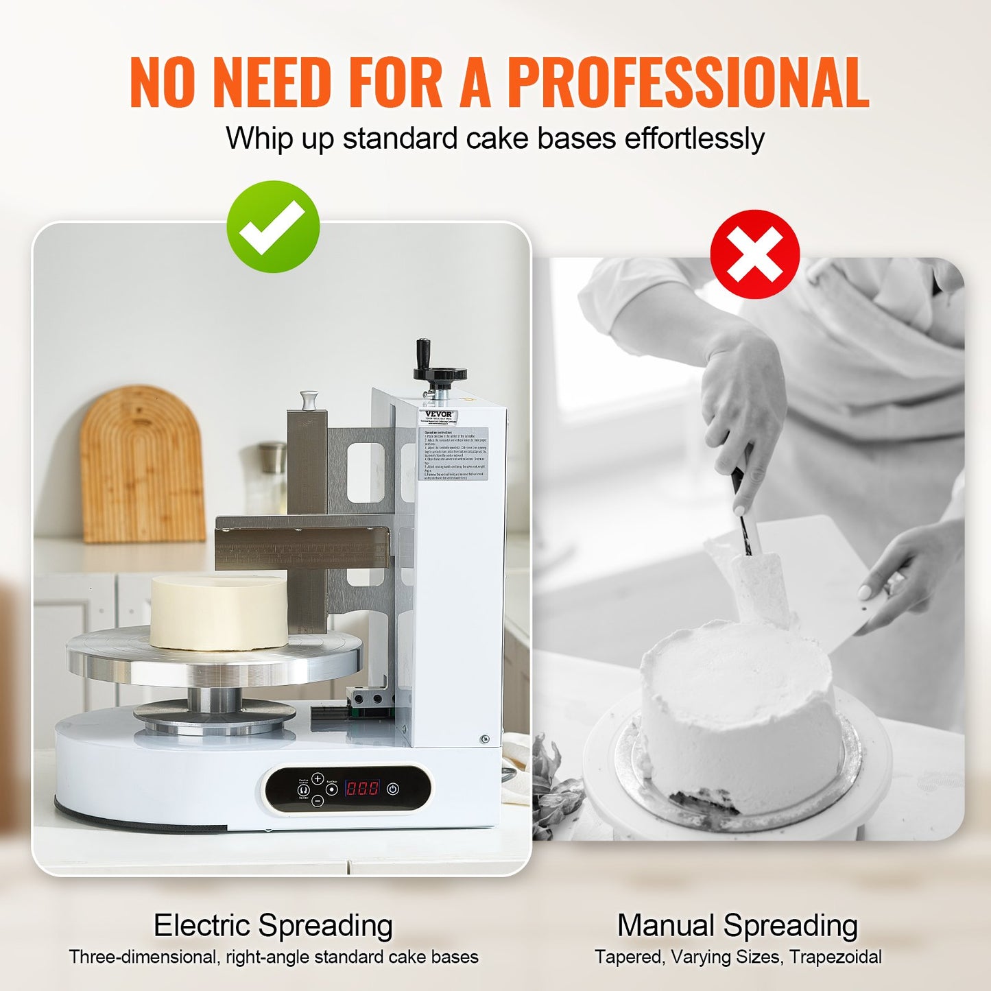 Cake Decorating Machine Cake Frosting Spread for 4" to 12" Cake White