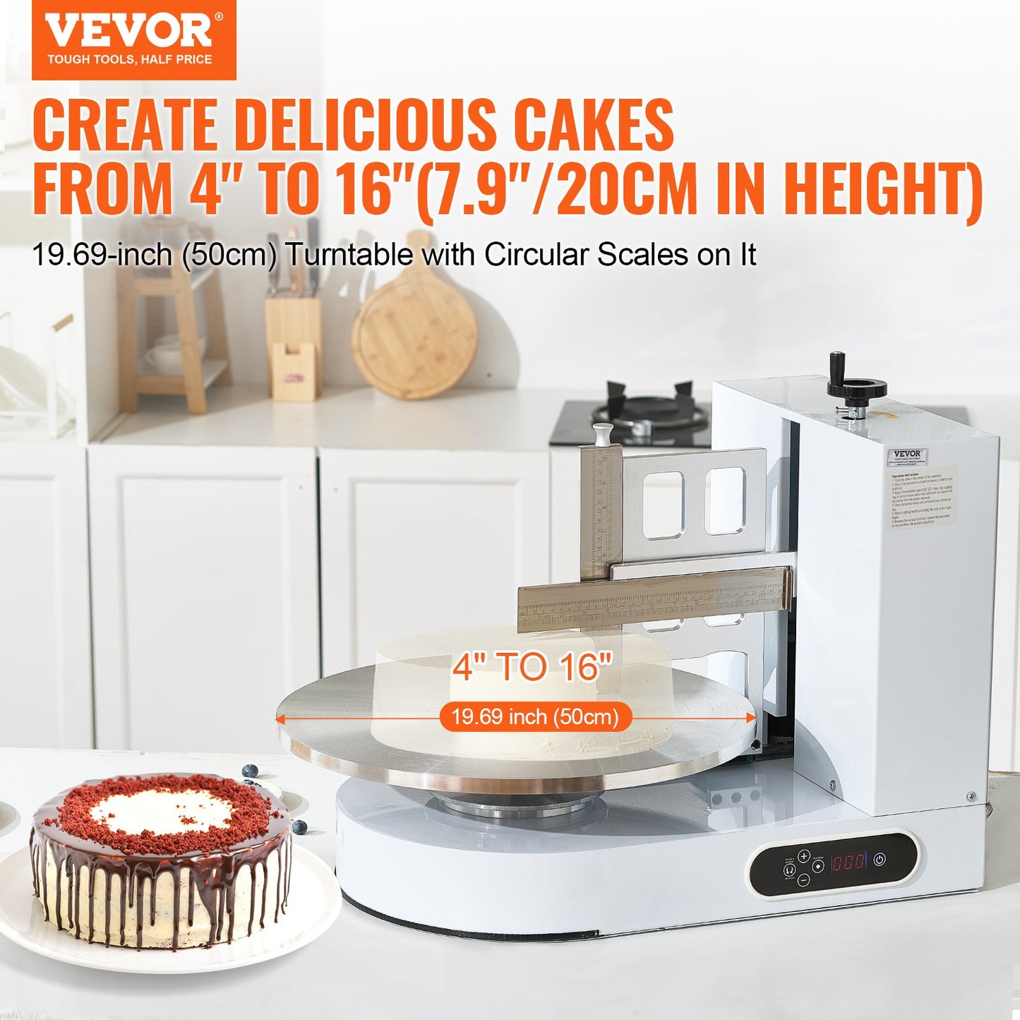 Cake Decorating Machine Cake Frosting Spread for 4" to 16" Cake White