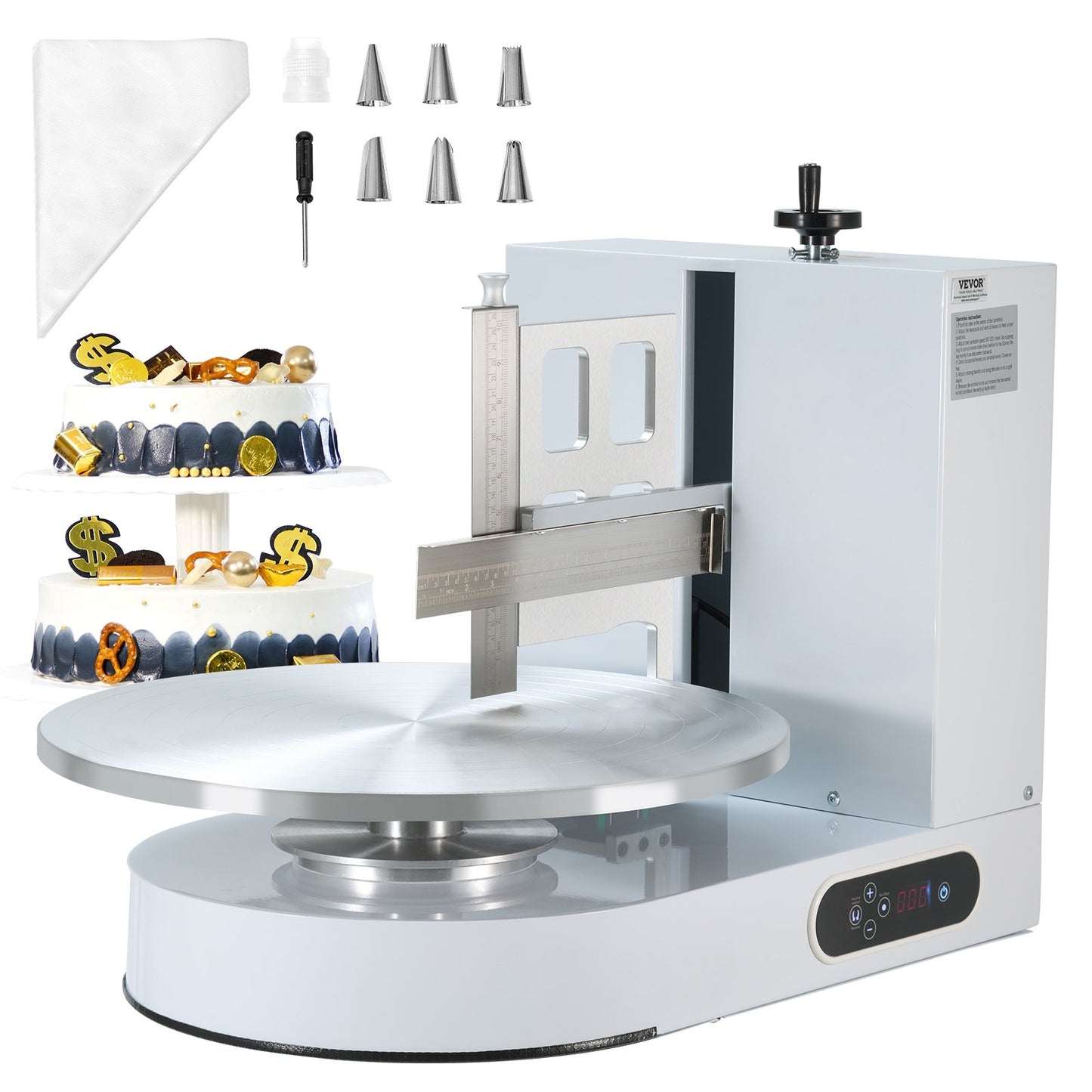 Cake Decorating Machine Cake Frosting Spread for 4" to 16" Cake White