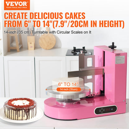 Tårtdekorationsmaskin Tårtfrosting bredning för 6" till 14" Cake Pink