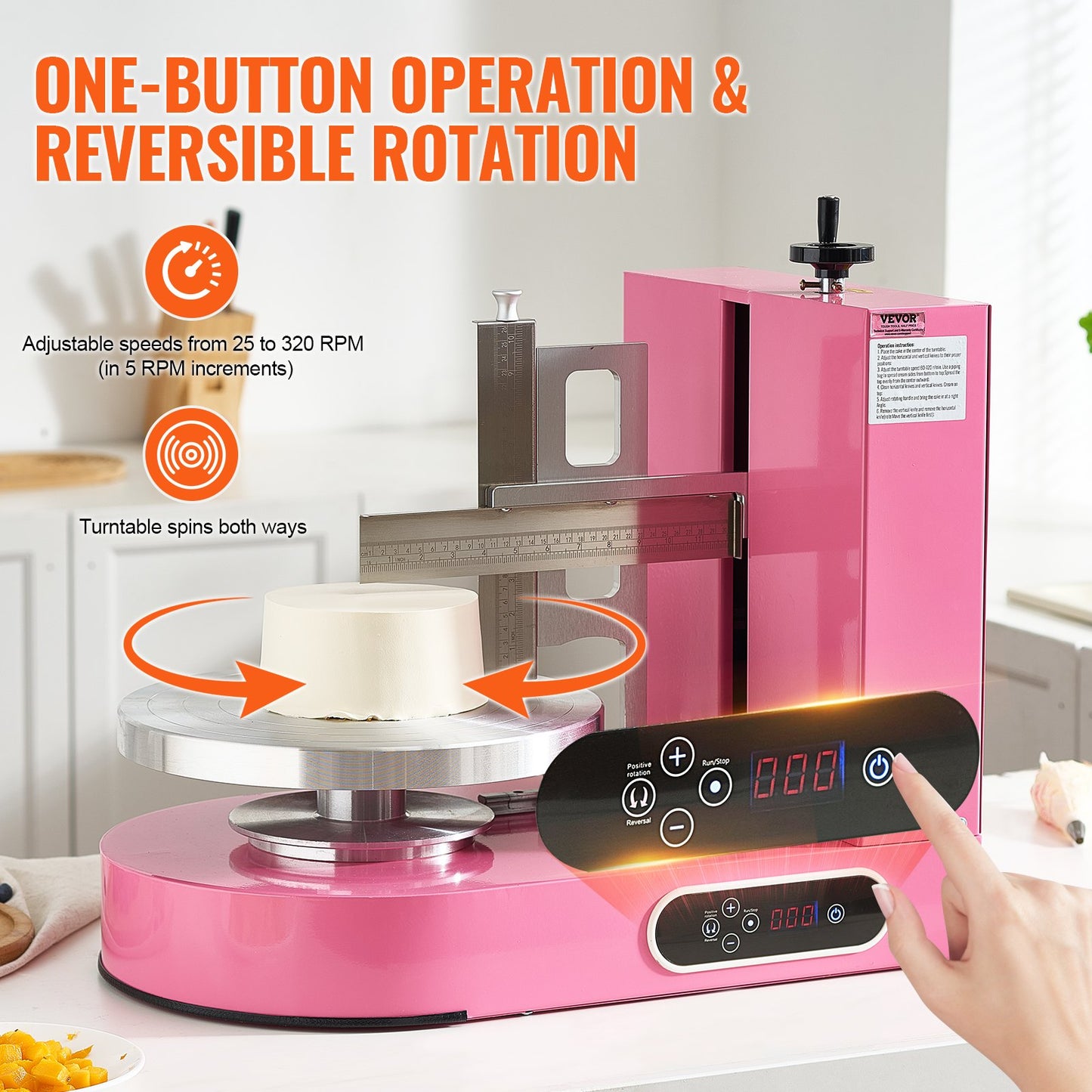 Tårtdekorationsmaskin Tårtfrosting bredning för 6" till 14" Cake Pink