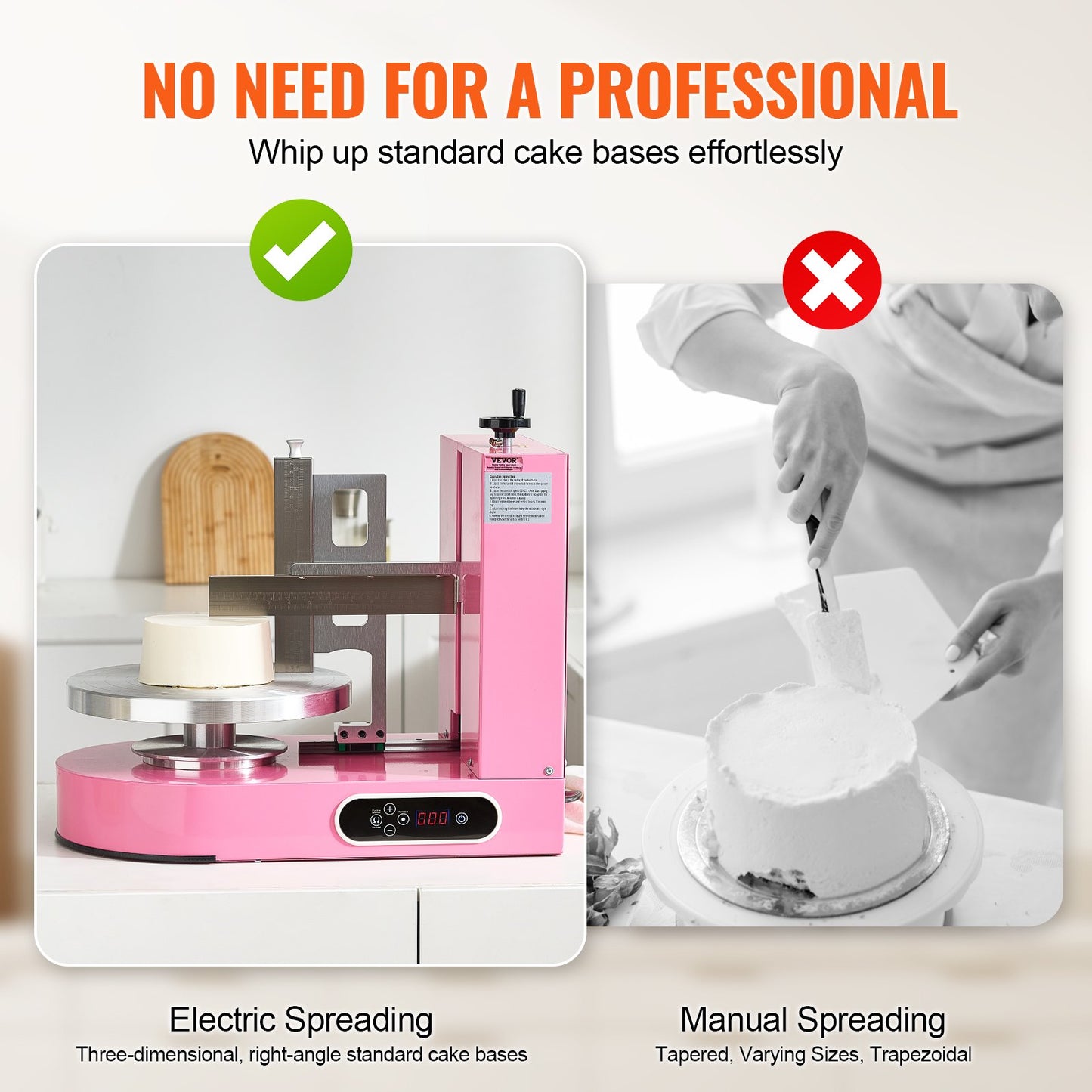 Tårtdekorationsmaskin Tårtfrosting bredning för 6" till 14" Cake Pink