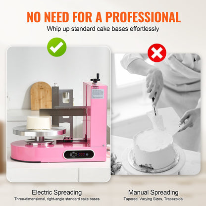 Tårtdekorationsmaskin Tårtfrosting bredning för 6" till 14" Cake Pink