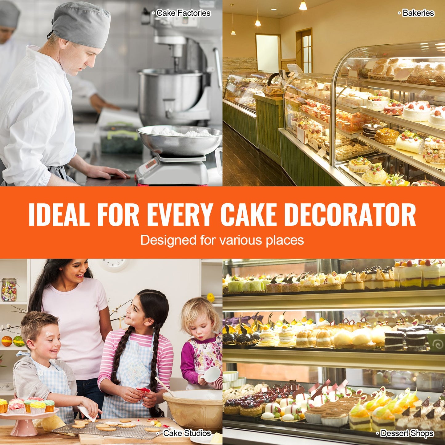 Tårtdekorationsmaskin Tårtfrosting bredning för 6" till 14" Cake Pink