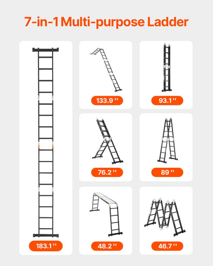 Multi-Purpose Folding Stege 7-i-1 4 Steg 15,5 fot med ställningsplanka