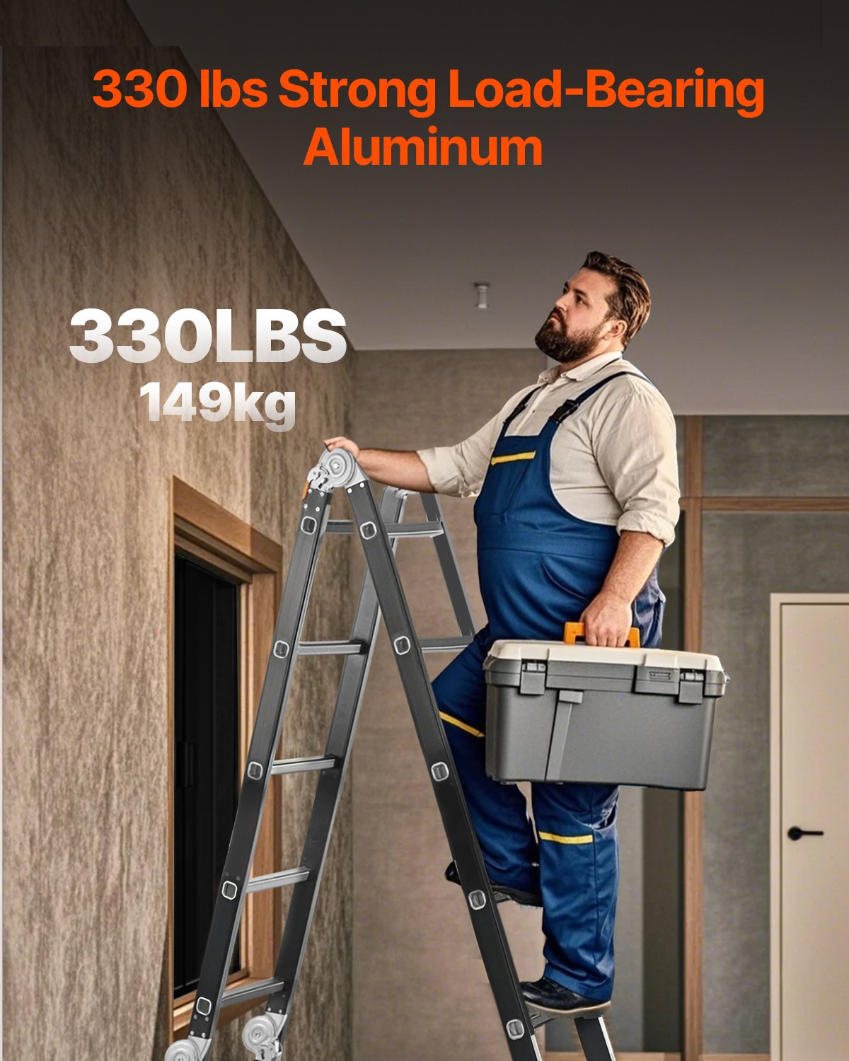 Multi-Purpose Folding Stege 7-i-1 4 Steg 15,5 fot med ställningsplanka