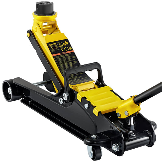 Golvdomkraft, 2,5 ton lågprofils golvdomkraft, kraftigt stål Racing golvdomkraft med enkelkolvlyftpump, golvdomkraftslyftområde 85 mm-380 mm