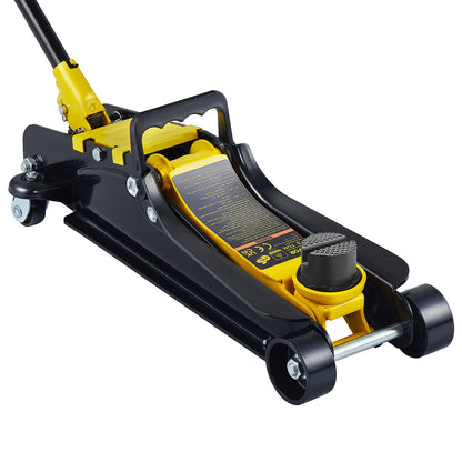 Golvdomkraft, 2,5 ton lågprofils golvdomkraft, kraftigt stål Racing golvdomkraft med enkelkolvlyftpump, golvdomkraftslyftområde 85 mm-380 mm