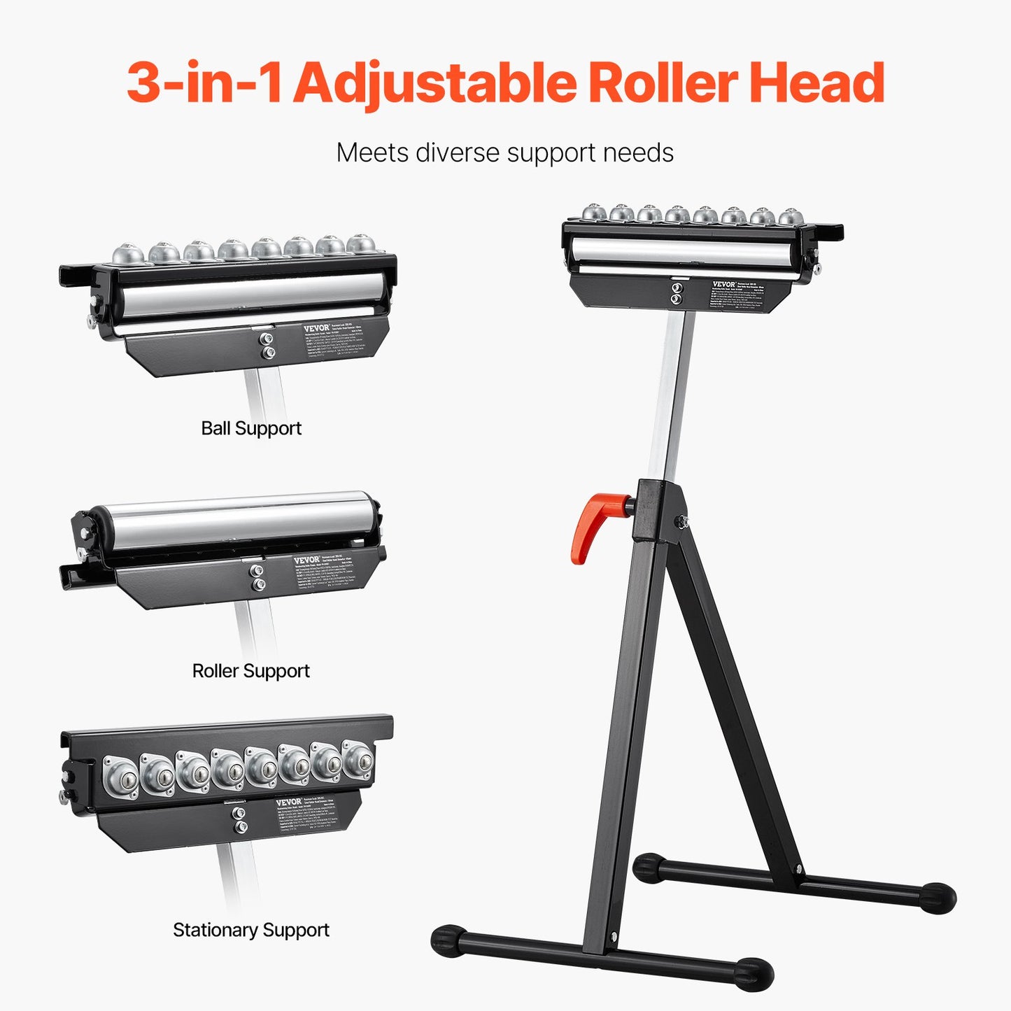 Roller stand with polished balls Max load 300 lb Adjustable 26.8-42.5 inches