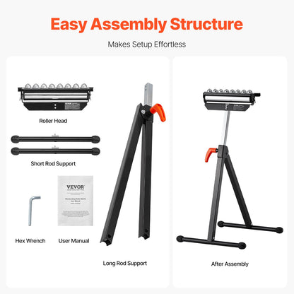 Roller stand with polished balls Max load 300 lb Adjustable 26.8-42.5 inches