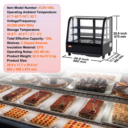 Kylskåp Bakery Display Kylskåp 3,5 cu.ft/100L 2-nivå