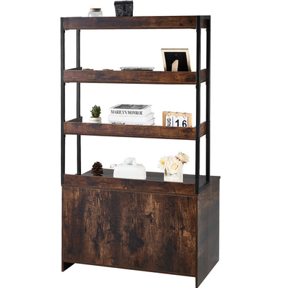 Cat litter cabinet, wooden litter box furniture hidden with 3 shelves