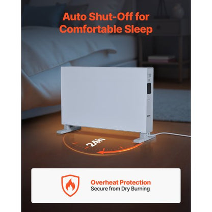 Konvektionspanelvärmare, 2000W elektrisk panelvärmare med fjärrkontroll och pekkontroll, 3 lägen, 24 timmars timer, stativ- eller väggmonterad design med tippskydd och överhettningsskydd för hem och kontor |  EU