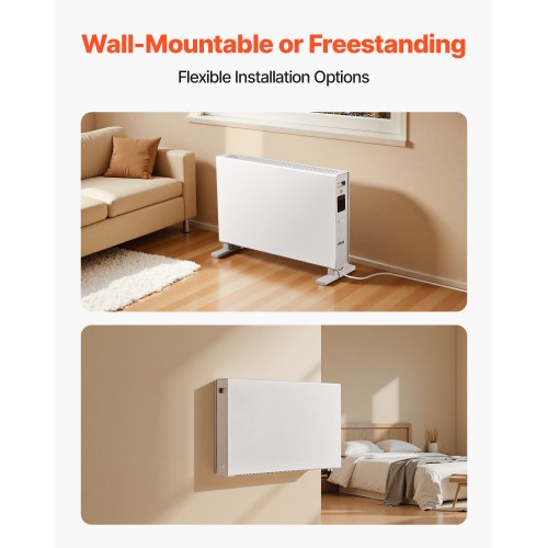 Konvektionspanelvärmare, 2000W elektrisk panelvärmare med fjärrkontroll och pekkontroll, 3 lägen, 24 timmars timer, stativ- eller väggmonterad design med tippskydd och överhettningsskydd för hem och kontor |  EU