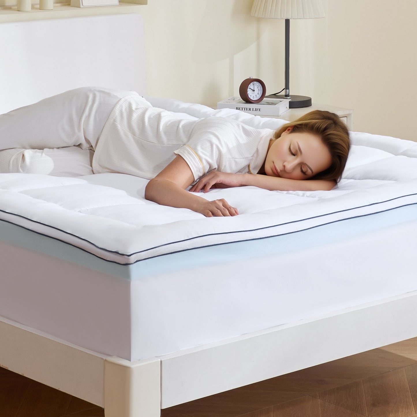 Madrass Topper Premium Memory Foam Fiber Fill Queen 101,6 mm Tjocklek