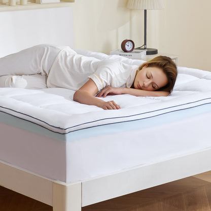Madrass Topper Premium Memory Foam Fiber Fill Queen 101,6 mm Tjocklek