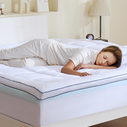 Madrass Topper Premium Memory Foam Fiber Fill King 101,6 mm Tjocklek