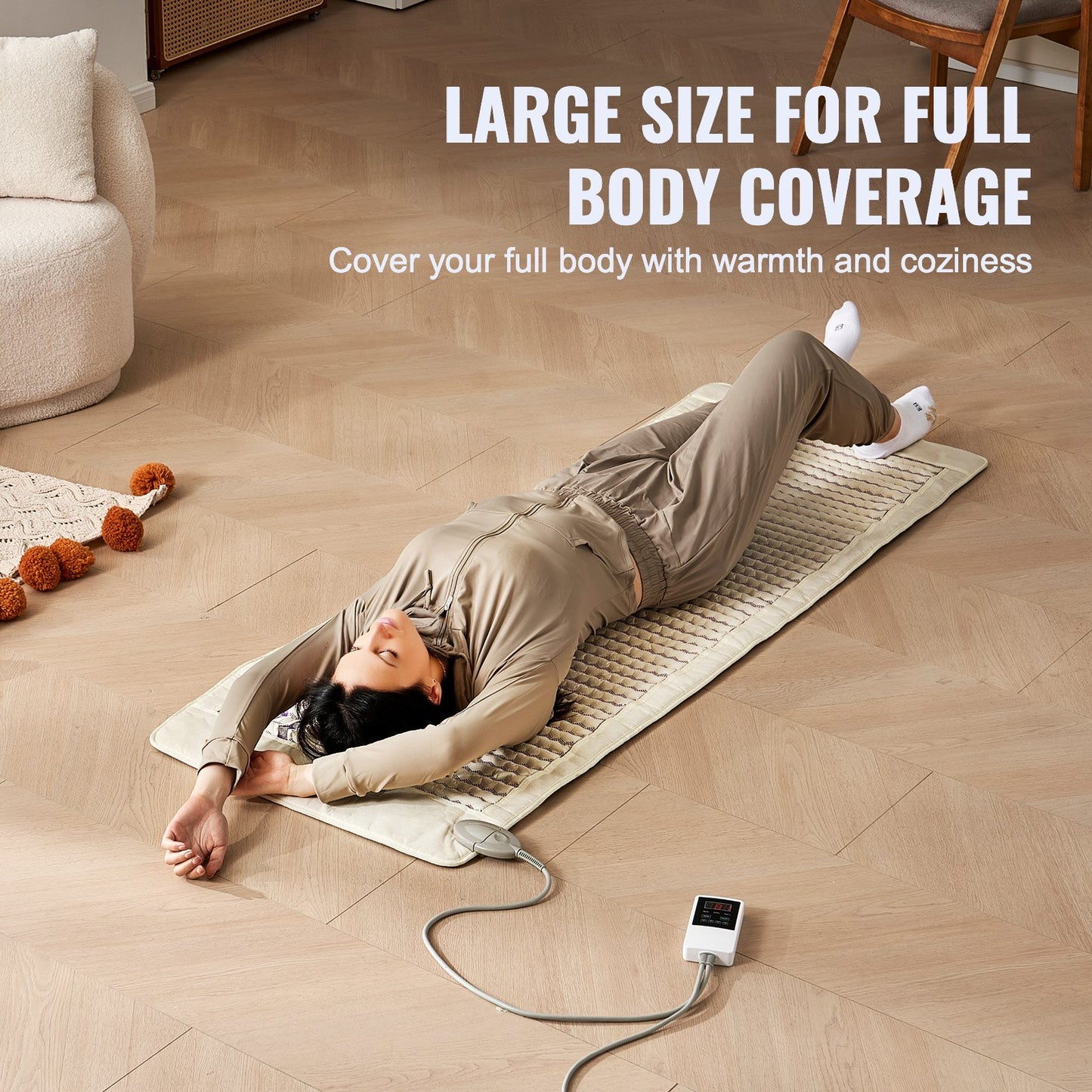 Far Infrared Heating Pad Amethyst Gemstones Heating Mat with Timer 72" x 24