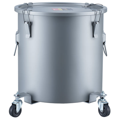 Fritös Fetthink, 10 Gal Oljebortskaffande Caddy med Caster Base, Kolstål Rostskyddad beläggning, Oljetransportbehållare med lock, Låsklämmor, Filterpåse för varm matlagningsoljefiltrering, Grå