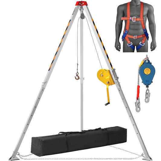 Stativ-Set für beengte Räume, 2600 lbs Winde, Stativ für beengte Räume mit 8' Beinen und 98' Kabel, Rettungsstativ für beengte Räume mit 32,8' Absturzsicherung, Auffanggurt, traditionelle Aufbewahrungstasche für beengte Räume