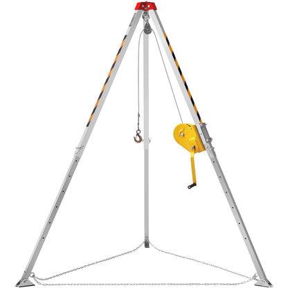 Stativsats för begränsat utrymme, 2600 lbs vinsch, Stativ med begränsat utrymme 8' ben och 98' kabel, räddningsstativ för begränsat utrymme 32,8' fallskydd, sele, förvaringsväska för traditionella trånga utrymmen