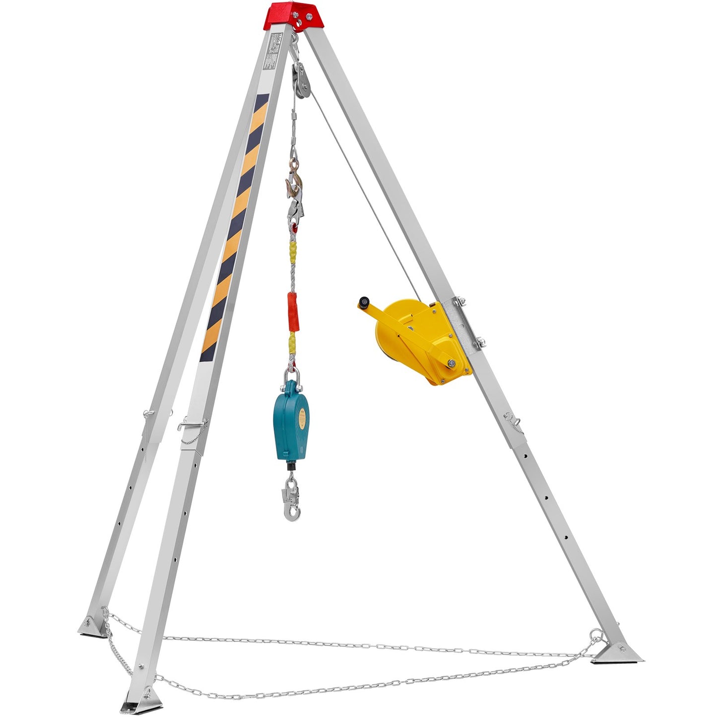 Stativsats för begränsat utrymme, 2600 lbs vinsch, Stativ med begränsat utrymme 8' ben och 98' kabel, räddningsstativ för begränsat utrymme 32,8' fallskydd, sele, förvaringsväska för traditionella trånga utrymmen