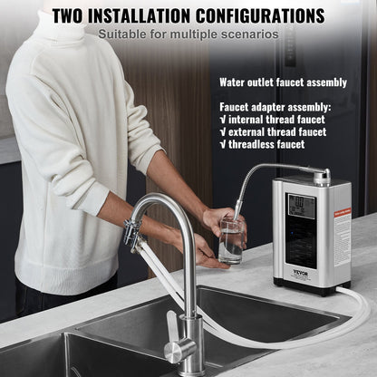 Alkaline Water Ionizer Machine, pH 3.5-10.5 Alkaline Acidic Hydrogen Water Purifier, 7 Water Settings Home Filtration System, Up to -650mV ORP, 8000L per filter, Auto-cleaning, White