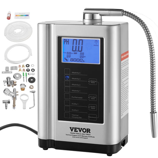 Alkaline Water Ionizer Machine, pH 3.5-10.5 Alkaline Acidic Hydrogen Water Purifier, 7 Water Settings Home Filtration System, Up to -650mV ORP, 8000L per filter, Auto-cleaning, White