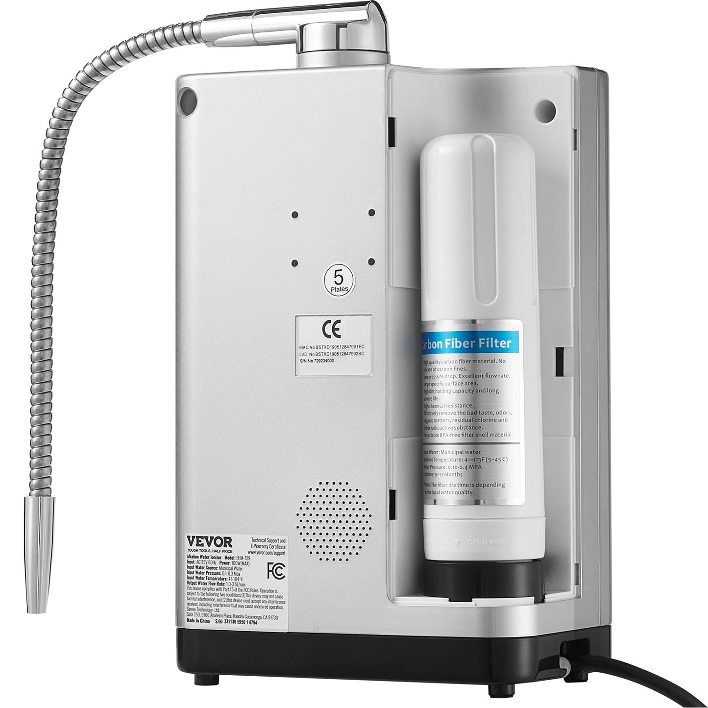 Alkaline Water Ionizer Machine, pH 3.5-10.5 Alkaline Acidic Hydrogen Water Purifier, 7 Water Settings Home Filtration System, Up to -650mV ORP, 8000L per filter, Auto-cleaning, White