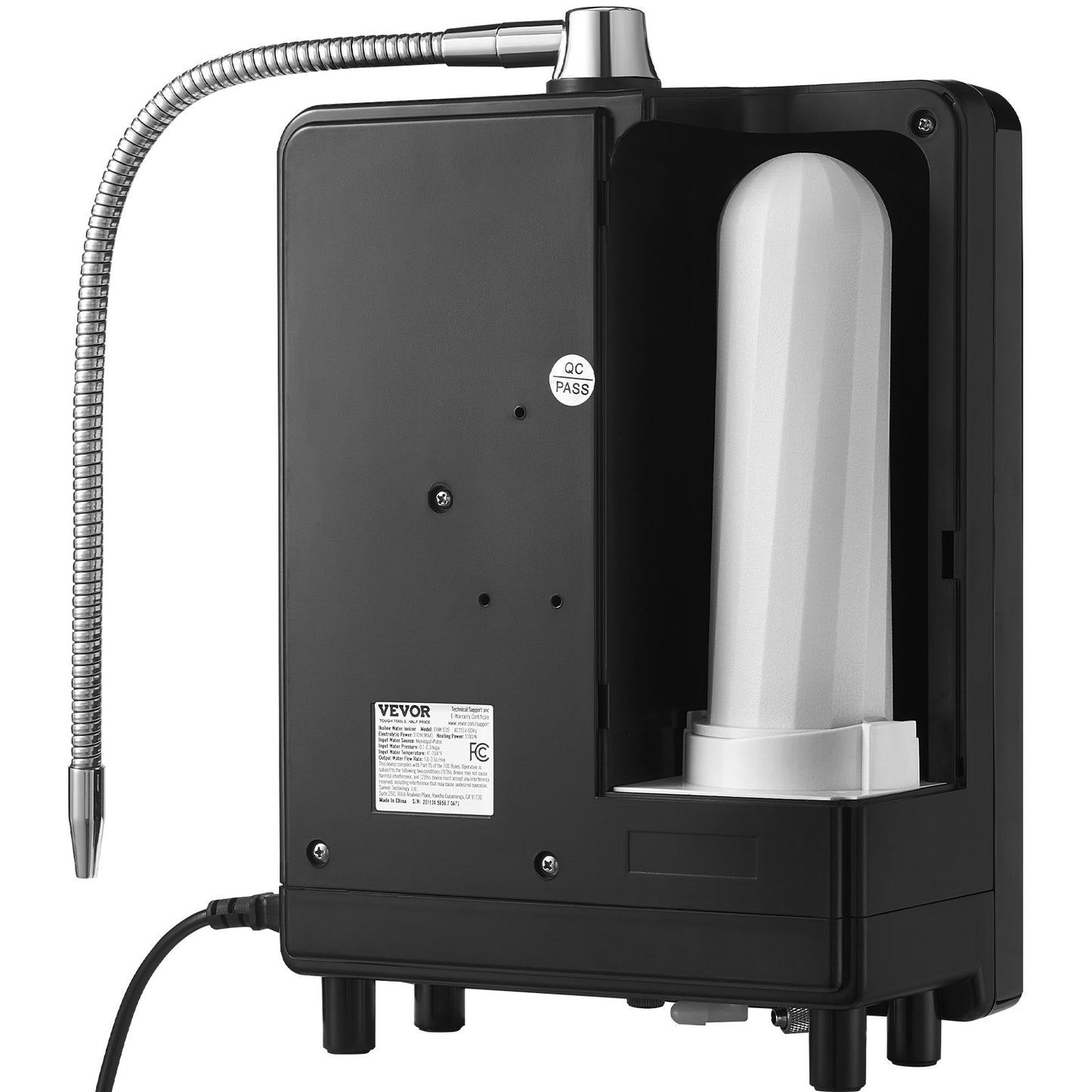 Alkaline Water Ionizer Machine, pH 3-11,2 Alkaline Acidic Hydrogen Water Purifier, 6 vatteninställningar Hemfiltreringssystem, Upp till -800mV ORP, 9000L per filter, UV-funktion, vattenuppvärmning
