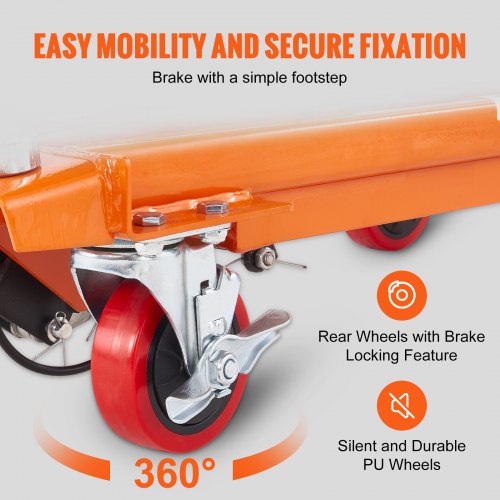 Hydraulisk lyftbordsvagn, 500 pund kapacitet 28,5" lyfthöjd, manuellt lyftbord med 4 hjul och halkfri kudde, hydraulisk saxvagn för materialhantering, orange |  EU
