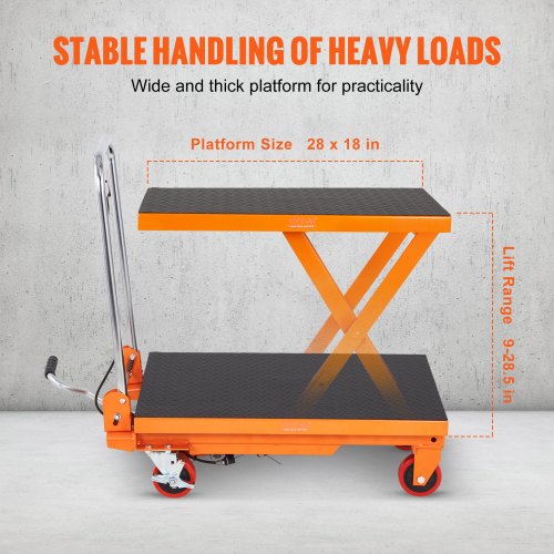 Hydraulisk lyftbordsvagn, 330lbs kapacitet 28,5" lyfthöjd, manuellt lyftbord med 4 hjul och halkfri dyna, hydraulisk saxvagn för materialhantering och transport |  EU
