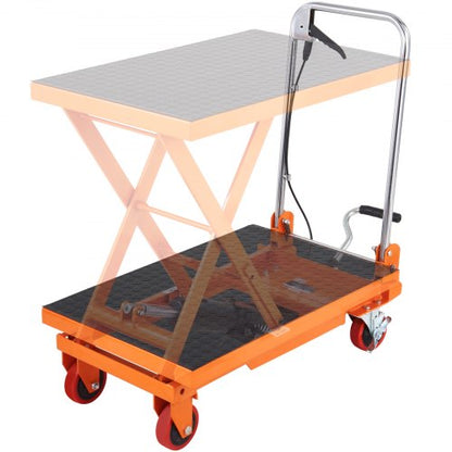 Hydraulisk lyftbordsvagn, 330lbs kapacitet 28,5" lyfthöjd, manuellt lyftbord med 4 hjul och halkfri dyna, hydraulisk saxvagn för materialhantering och transport |  EU