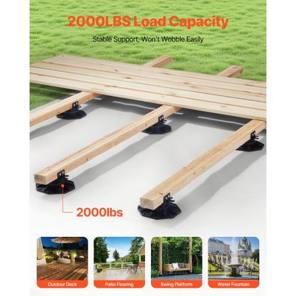 12 pcs adjustable deck supports pedestal deck foundation base 3.1-6.2 cm