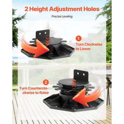 12 pcs adjustable deck supports pedestal deck foundation base 3.1-6.2 cm