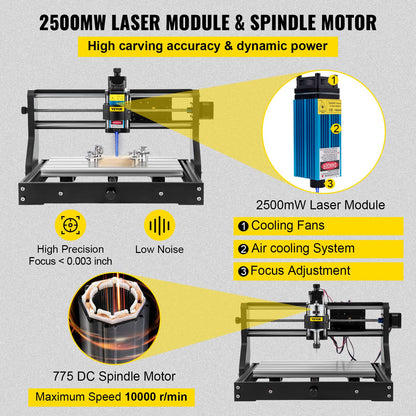 CNC 3018 Pro 2500MW 300×180×40mm Cnc Machine GRBL Control Mini Laser Graver med Offline Controller 3 Axis Laser Gravering Machine for Carving Fräsning Plast Akryl PVC Trä