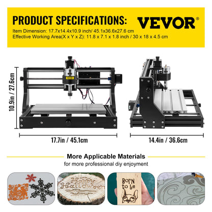 CNC 3018 Pro 2500MW 300×180×40mm Cnc Machine GRBL Control Mini Laser Graver med Offline Controller 3 Axis Laser Gravering Machine for Carving Fräsning Plast Akryl PVC Trä