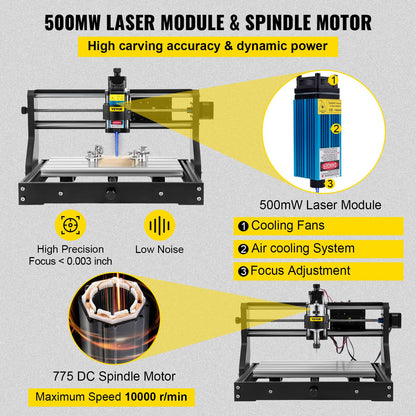 CNC 3018 Pro 500mw 300×180×45mm CNC Machine GRBL Control Mini Laser Engraver with Offline Controller 3 Axis Laser Engraving Machine for Carving Milling Plastic Acrylic PVC Wood