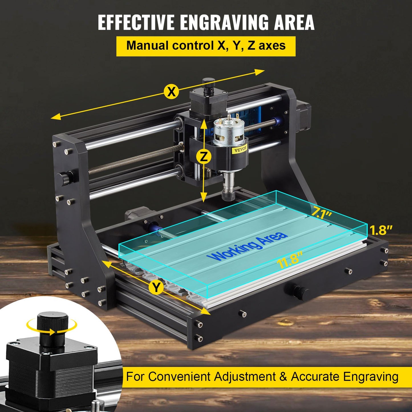 CNC 3018 Pro 300×180×45 mm CNC-maskin GRBL Control Minigravör med Offline Controller 3-axlig gravyrmaskin för snidning Fräsning Plast Akryl PVC Trä