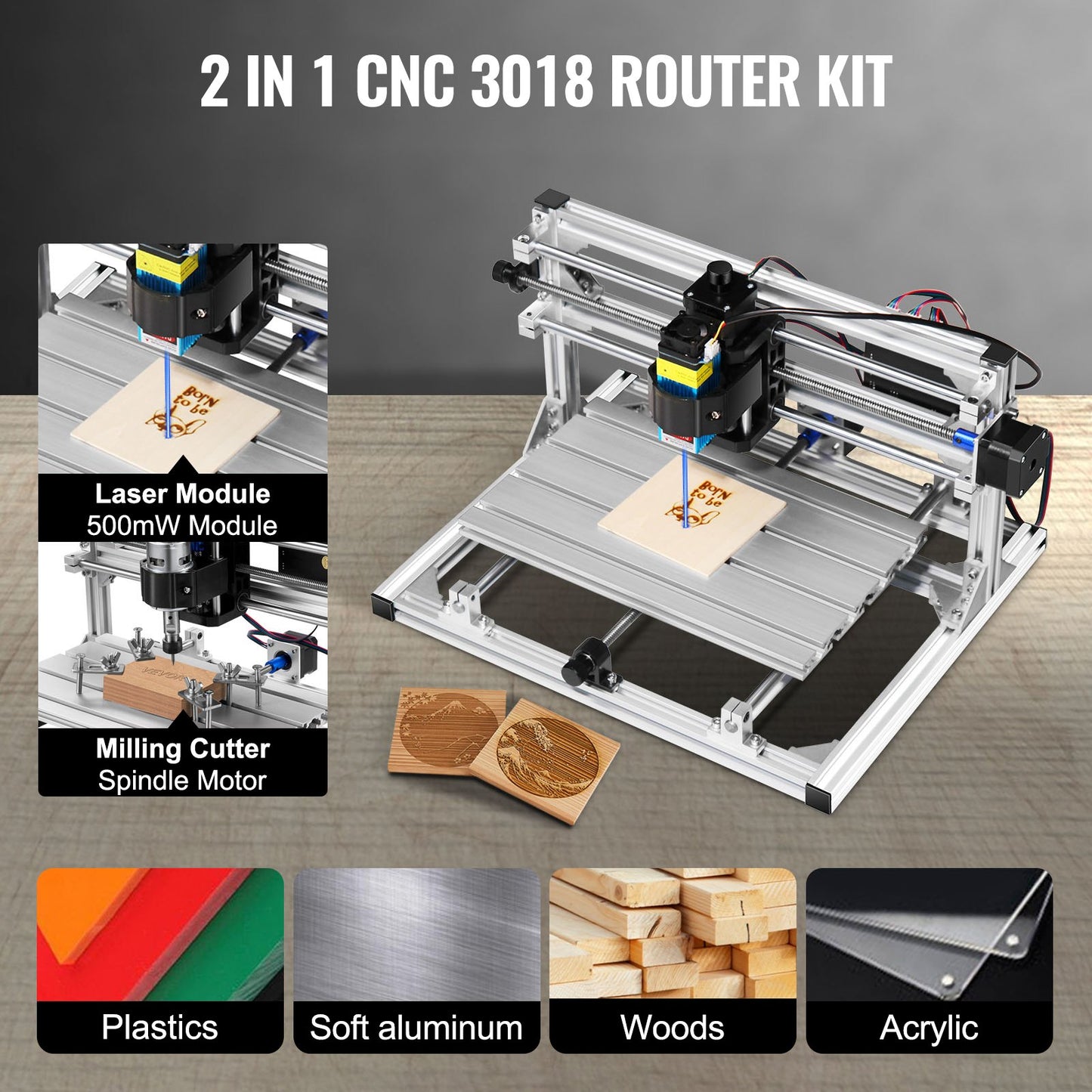 Cnc 3018 Router Kit Med Laser Engraver 500mw Laser Engraver Grbl Injection