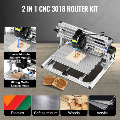 Cnc 3018 Router Kit Med Laser Engraver 500mw Laser Engraver Grbl Injection