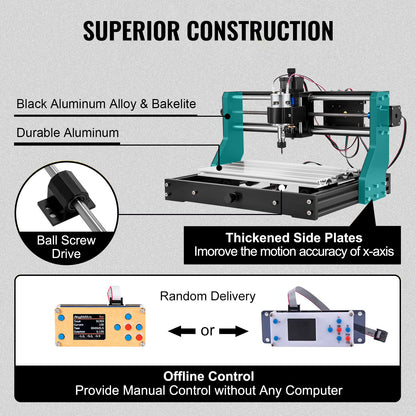 Cnc 3018 Pro 15W Cnc 3018 300×180×45mm Cnc Machine GRBL Control Mini Laser Engraver Med Offline Controller 3-axlig lasergraveringsmaskin för snidning Fräsning Plast Akryl PVC Trä