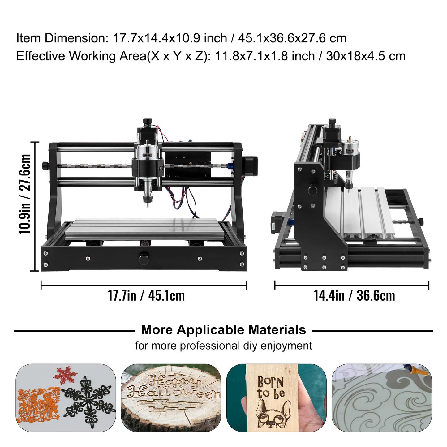 Cnc 3018 Pro 15W Cnc 3018 300×180×45mm Cnc Machine GRBL Control Mini Laser Engraver Med Offline Controller 3-axlig lasergraveringsmaskin för snidning Fräsning Plast Akryl PVC Trä