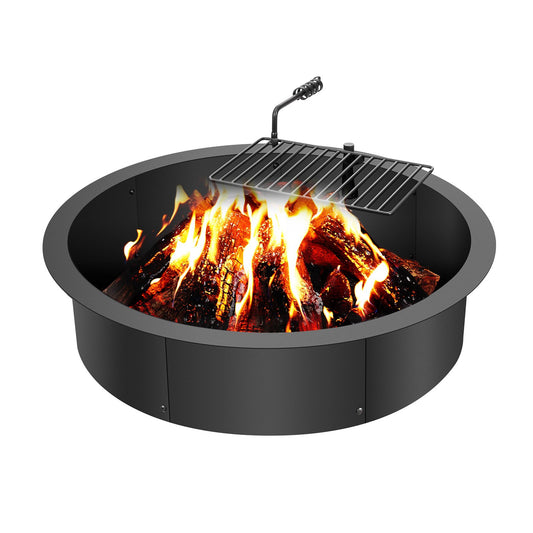 Fire Pit Ring med BBQ Fire Ring 35 tums yttre stål DIY Campfire Firepit
