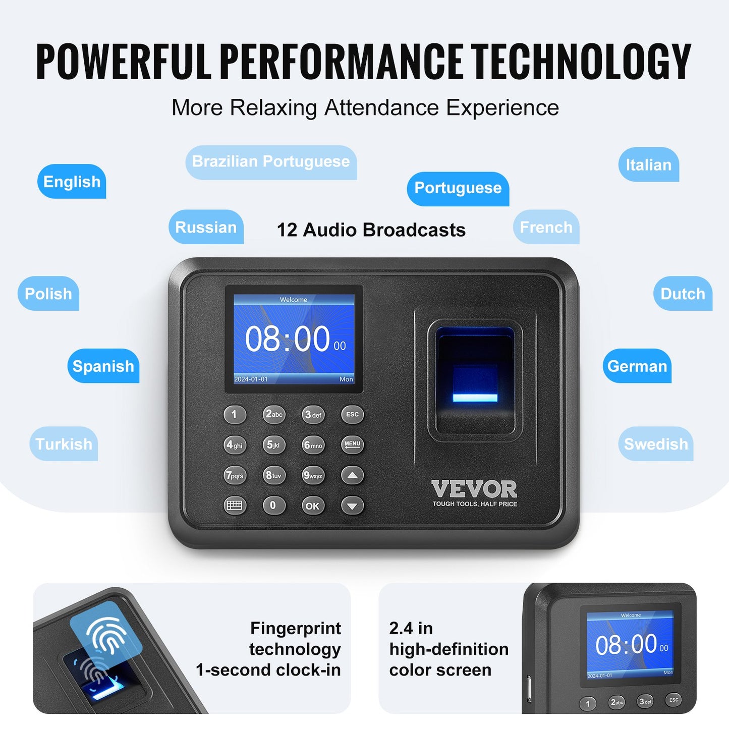 Time Clock Biometrisk klocka 100000 registrerar anställds närvaromaskin