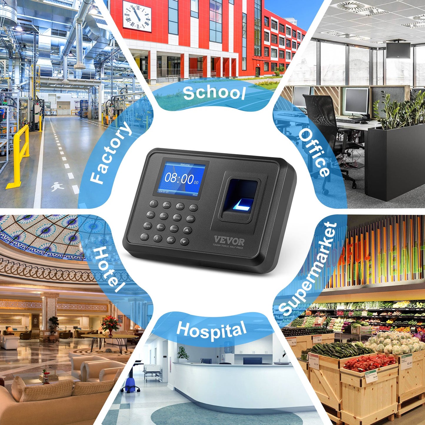 Time Clock Biometrisk klocka 100000 registrerar anställds närvaromaskin