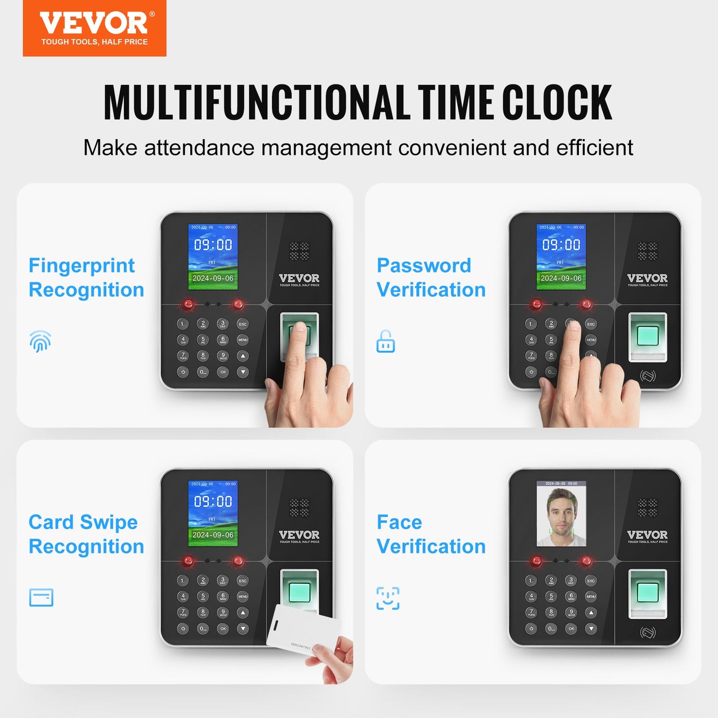 Time Clock Biometrisk klocka 100000 registrerar anställds närvaromaskin