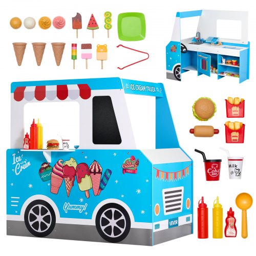 Eiswagen-Spielset aus Holz, Rollenspielset für Kinder im Alter von 3–7 Jahren